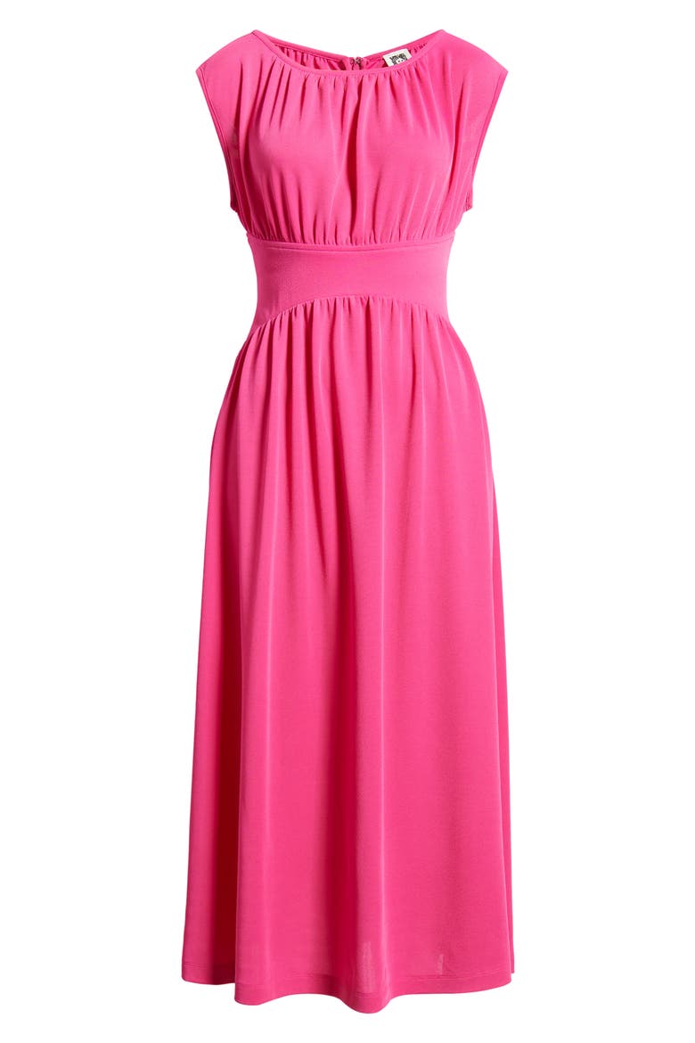 Pebble Shirred Midi Dress, Alternate, color, VIBRANT PINK