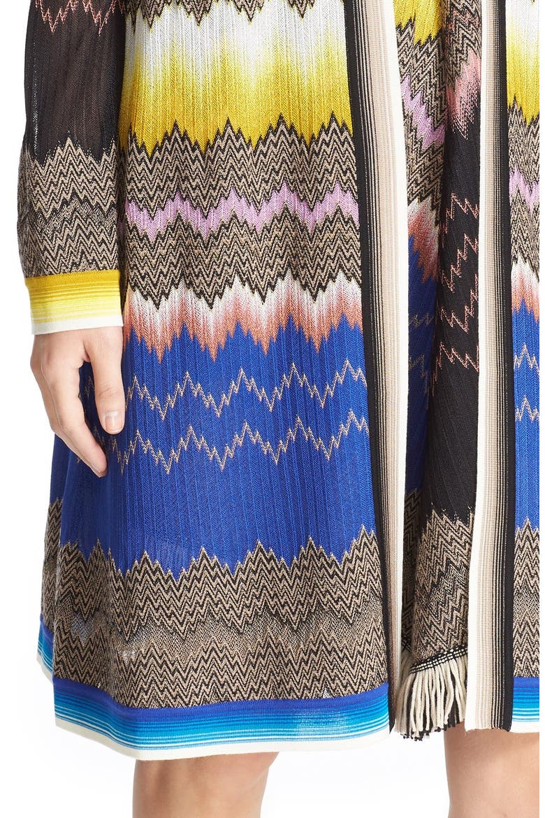Zigzag Knit Cardigan, Alternate, color, BLACK/ BLUE/ MULTI