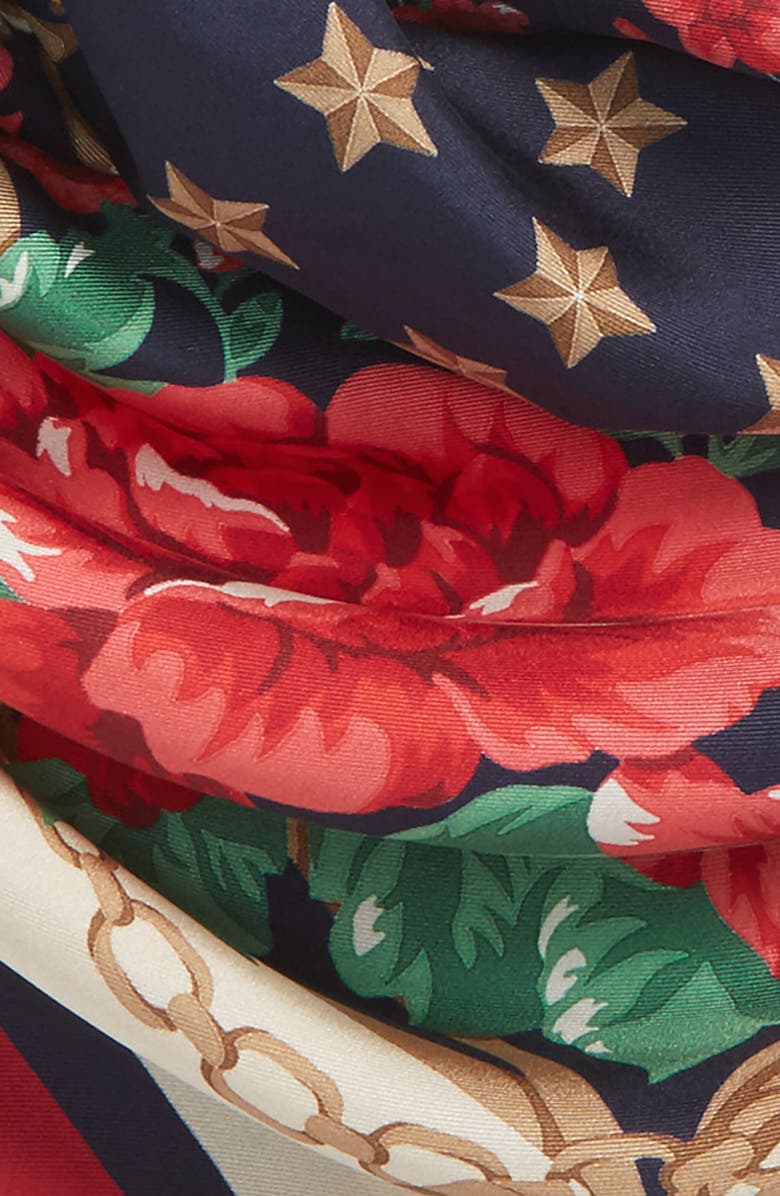 Gucci Rose Chain Foulard Silk Twill Scarf, Alternate, color, 