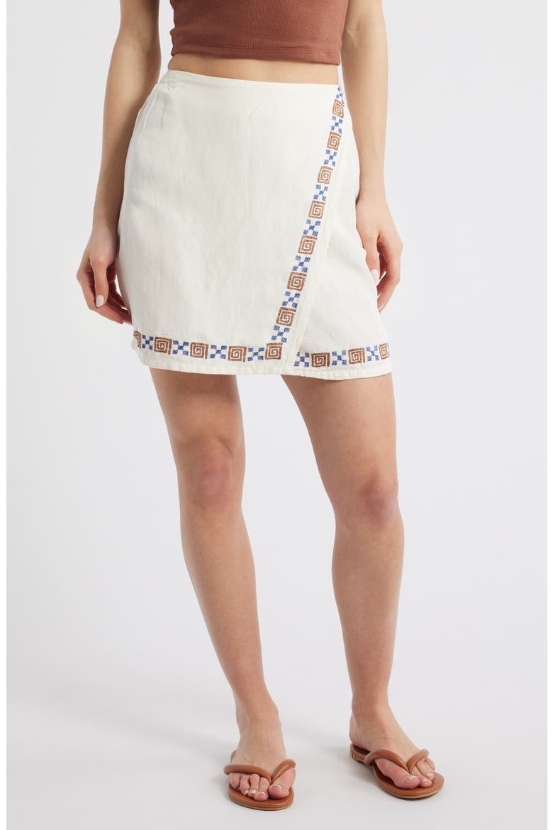 San Carlos Embroidered Linen Blend Miniskirt, Main, color, LILY