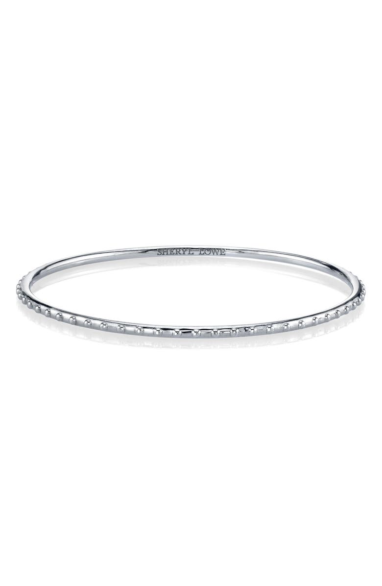 Sheryl Lowe Diamond Bezel & Beaded Silver Bangle Bracelet, Alternate, color, 