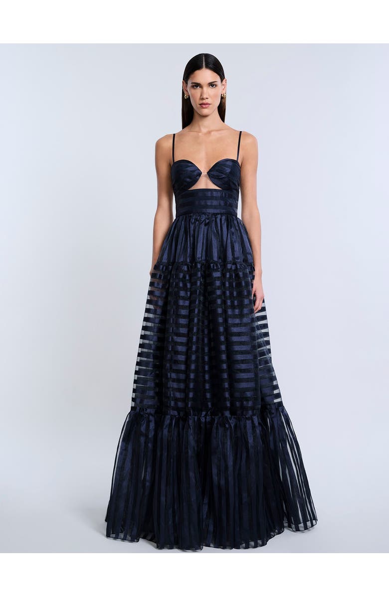 BCBGMAXAZRIA Stripe Organza Gown, Main, color, 