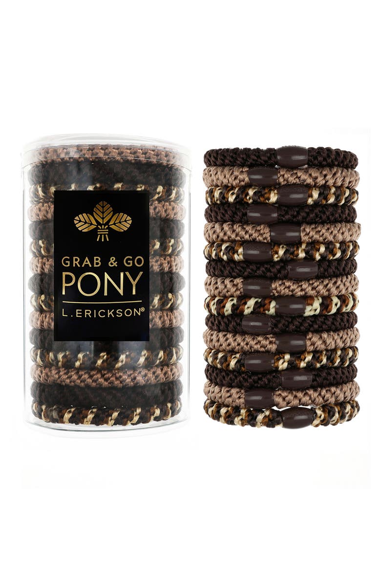 Grab & Go 15-Pack Braided Ponytail Holders, Main, color, TOFFEE