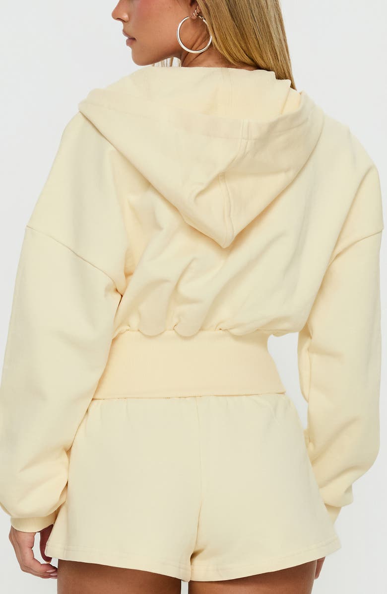 Princess Polly Daytime Crop Front Zip Hoodie, Alternate, color, Buttercream