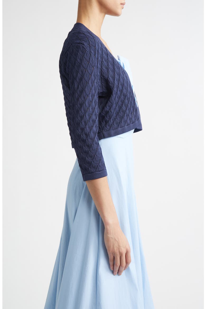 Diamond Pointelle Bolero, Alternate, color, NAVY