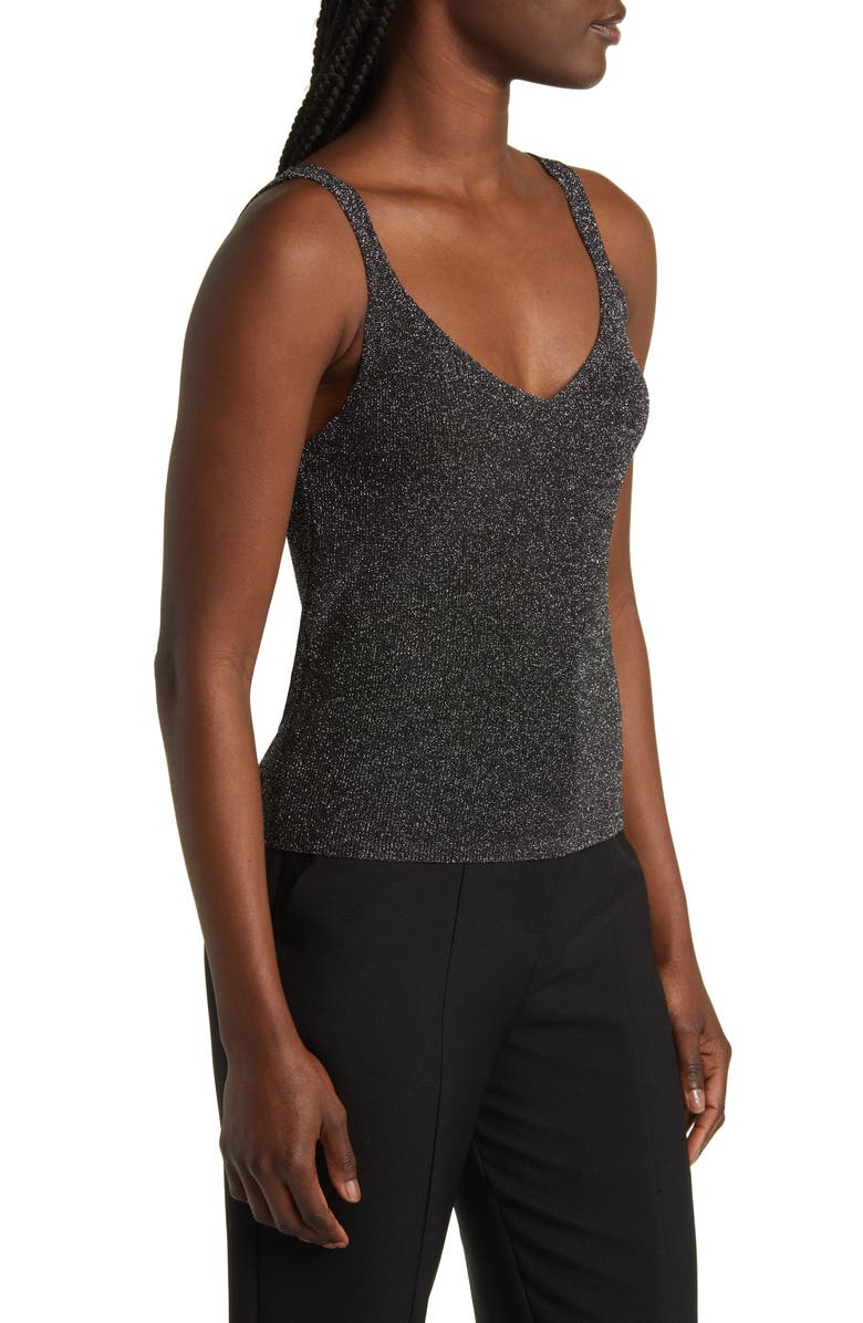 MANGO Kling Metallic Knit Tank, Alternate, color,