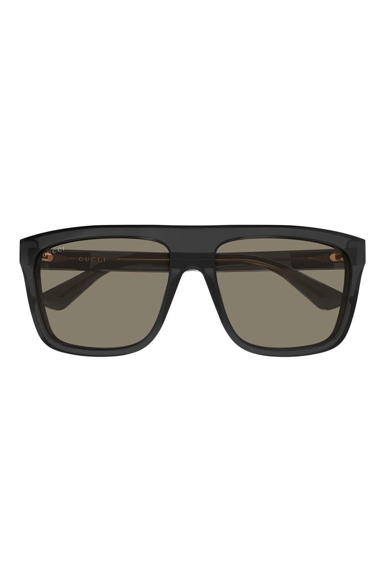 GG0748S 59mm Polarized Gradient Rectangular Sunglasses, Main, color, GREY