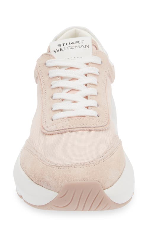 Stuart Weitzman Glide Lace-up Sneaker In Powder Pink/white
