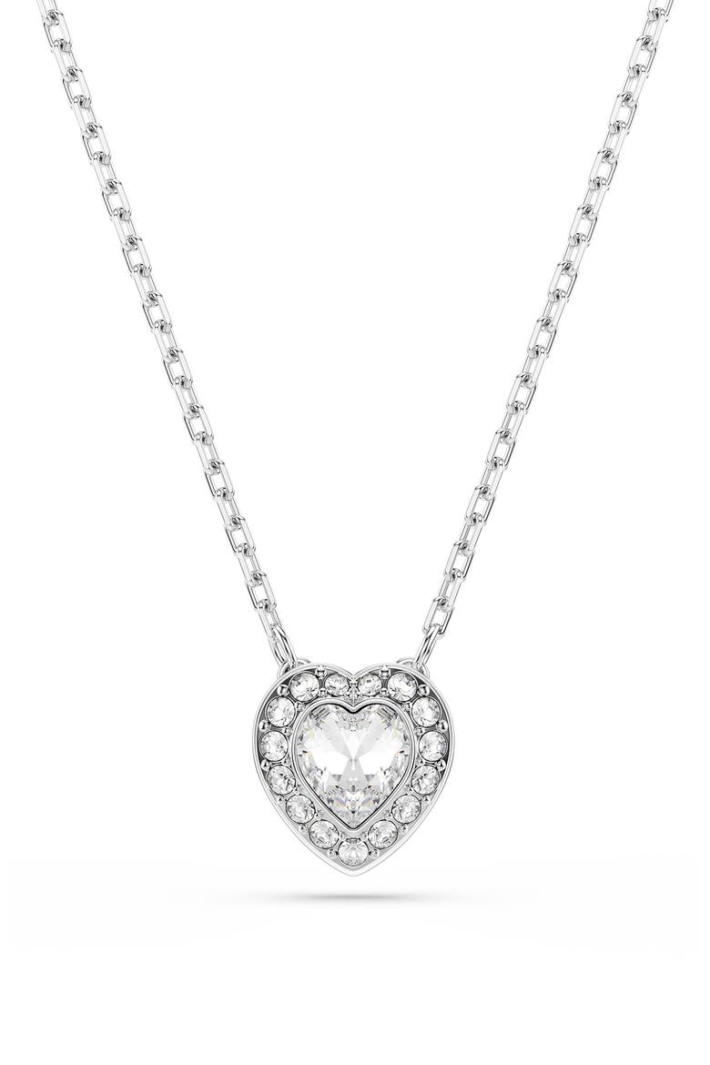 x Ariana Grande Angelic Crystal Heart Halo Pendant Necklace, Main, color, WHITE/ SILVER