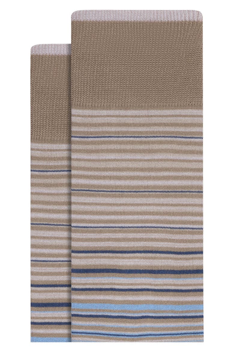 Stripe Mercerized Cotton Blend Dress Socks, Alternate, color, SAND