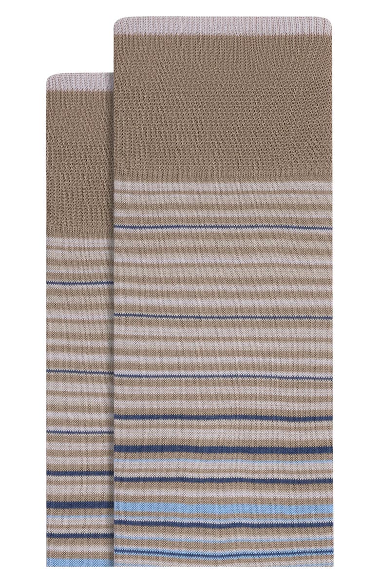 Bugatchi Stripe Mercerized Cotton Blend Dress Socks, Alternate, color, Sand