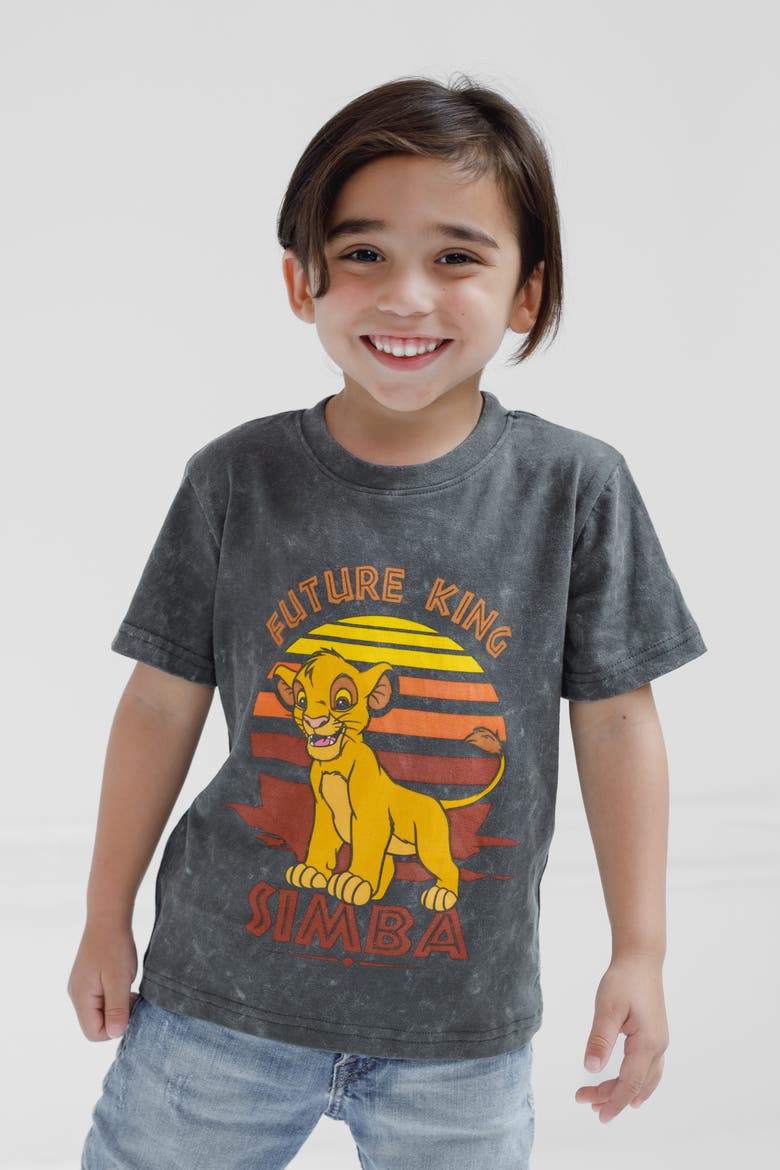 Lion King Simba Short Sleeve T-Shirt, Alternate, color, Simba Charcoal