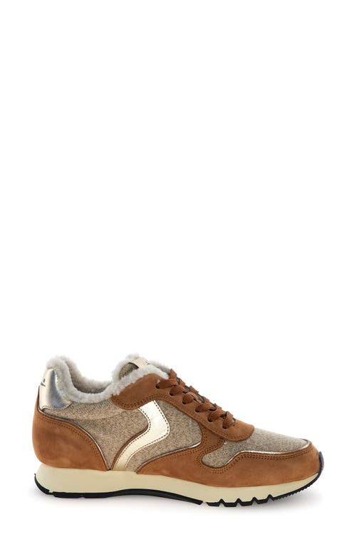 Voile Blanche Julia Genuine Shearling Sneaker In Brown