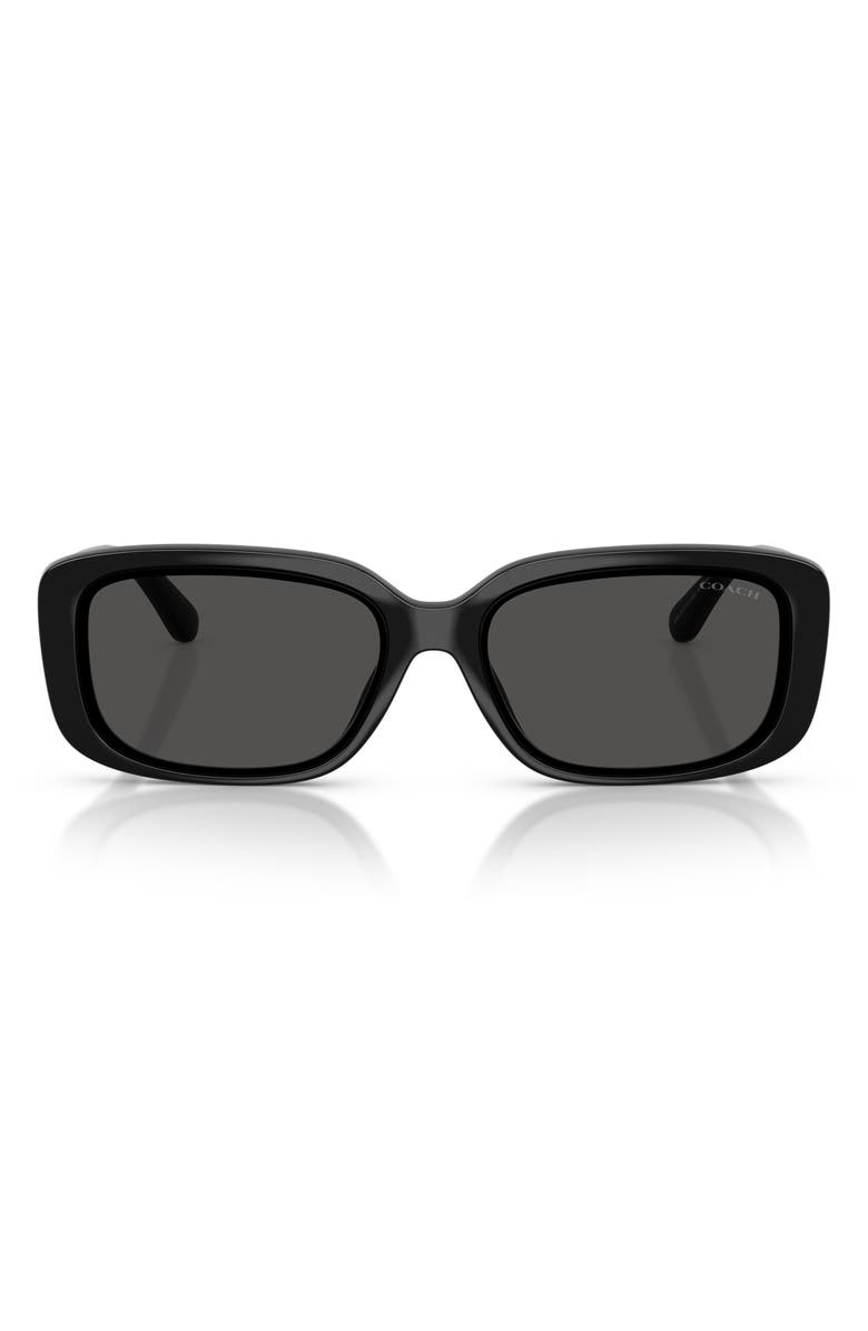 COACH 57mm Rectangular Sunglasses, Main, color, Black / Grey Solid