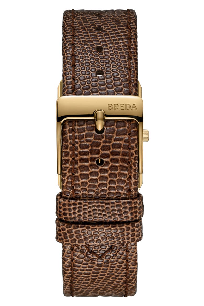 Small Leather Strap Two-Tone Tank Watch, 20mm x 26mm, Alternate, color, GOLD