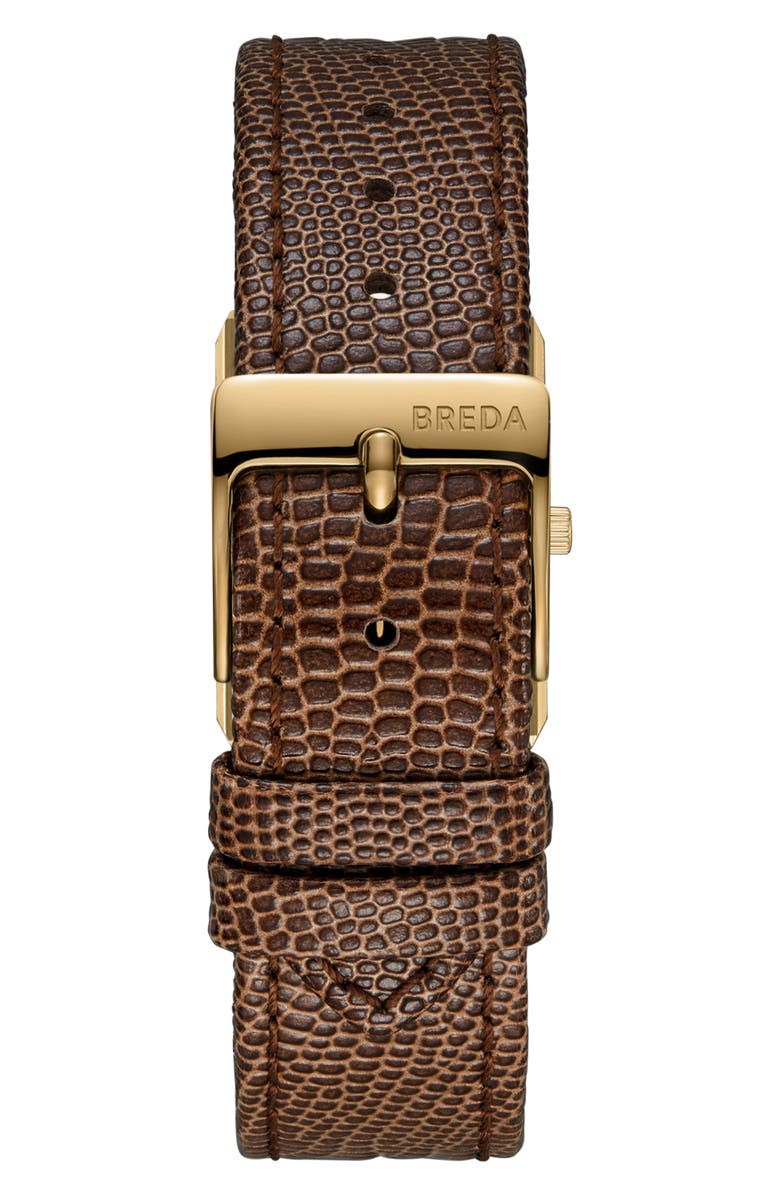 BREDA Small Leather Strap Two-Tone Tank Watch, 20mm x 26mm, Alternate, color,