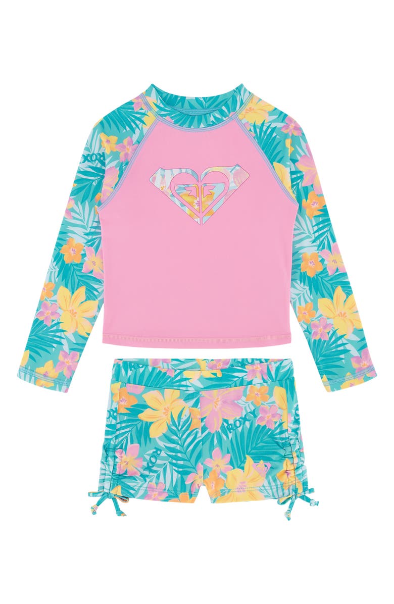 Floral Long Sleeve Two-Piece Rashguard Swimsuit