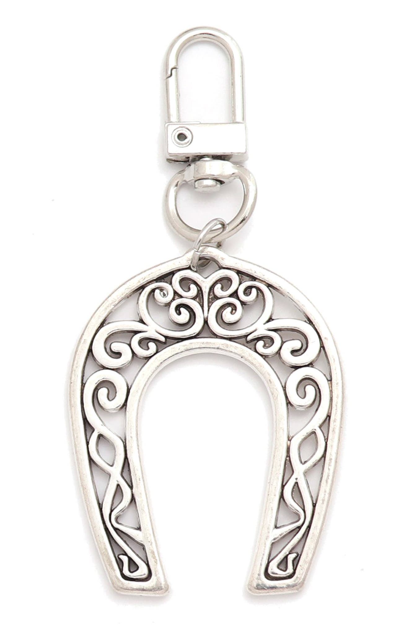 Horseshoe Keychain, Main, color, SILVER