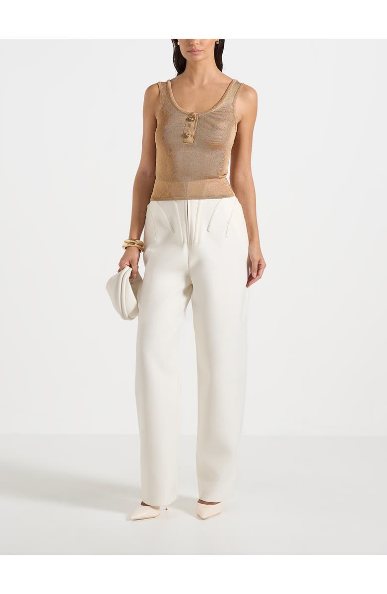 Manière De Voir Pippa Pointelle Knitted Vest With Knot Button, Alternate, color, Gold