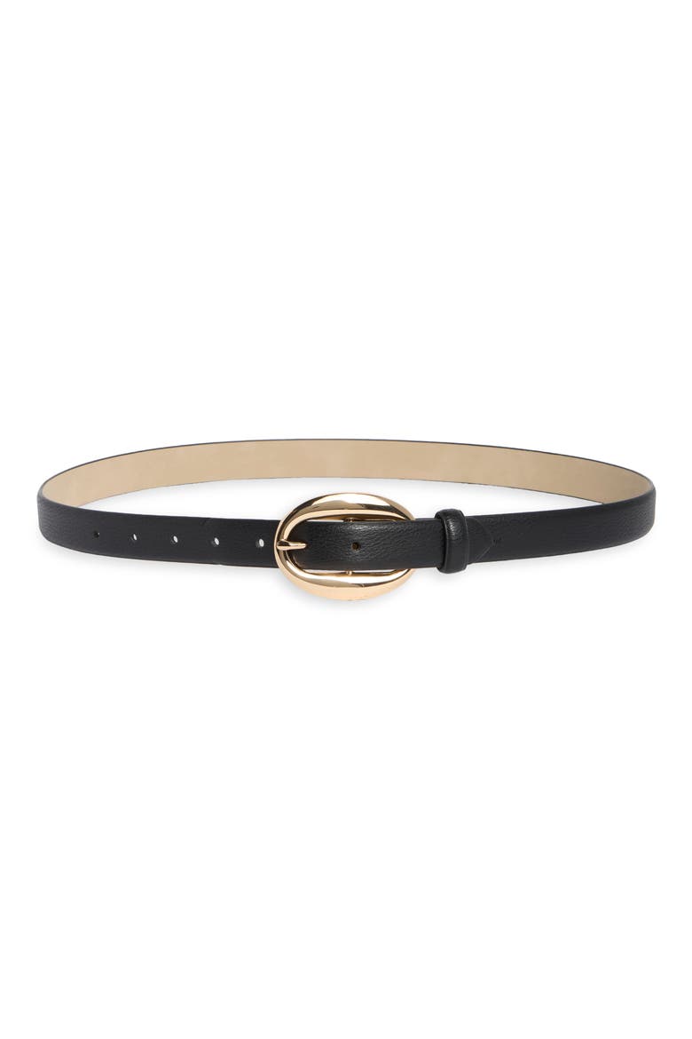 Oval Center Bar Buckle Belt, Main, color, BLACK GOLD