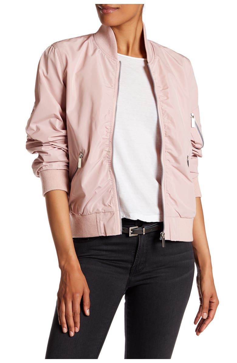 French Connection Ruched Bomber Jacket, Alternate, color, 