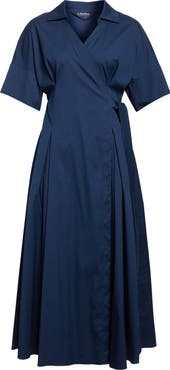 Max Mara Sarah Stretch Poplin Wrap Shirtdress