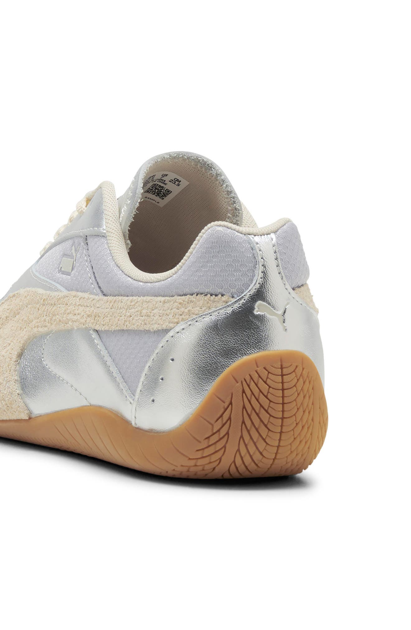 Speedcat Lou Metallic Leather Sneaker, Alternate, color, VIBRANT SILVER/ GUM