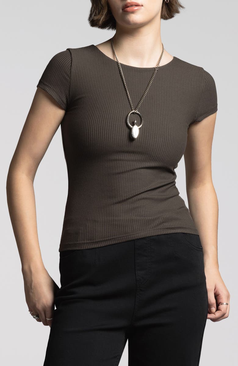 WEEKEND LOS ANGELES Charlene Rib Top, Main, color, Black Brown