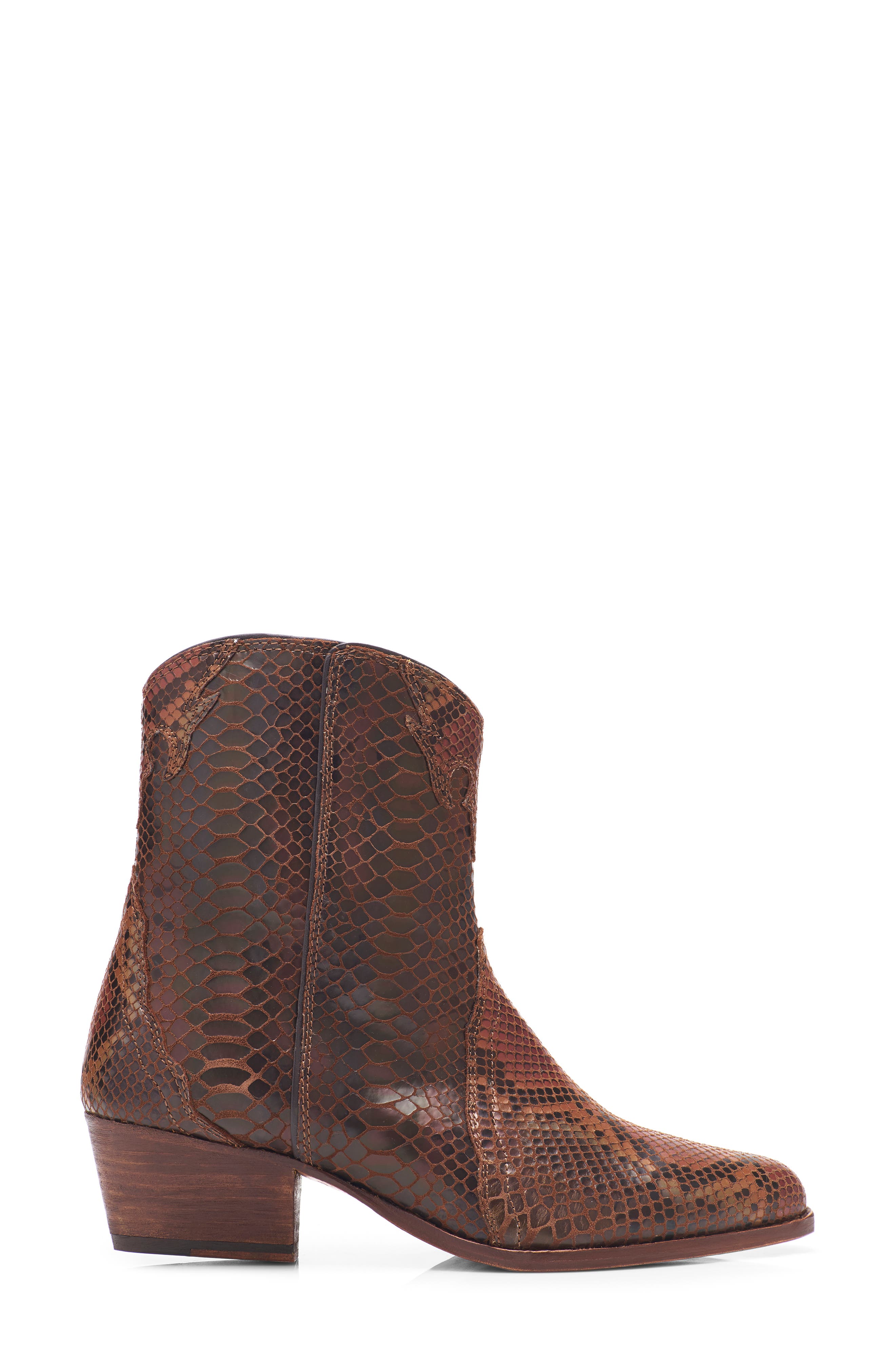Free People New Frontier Western Bootie, Alternate, color, Snake Print Leather