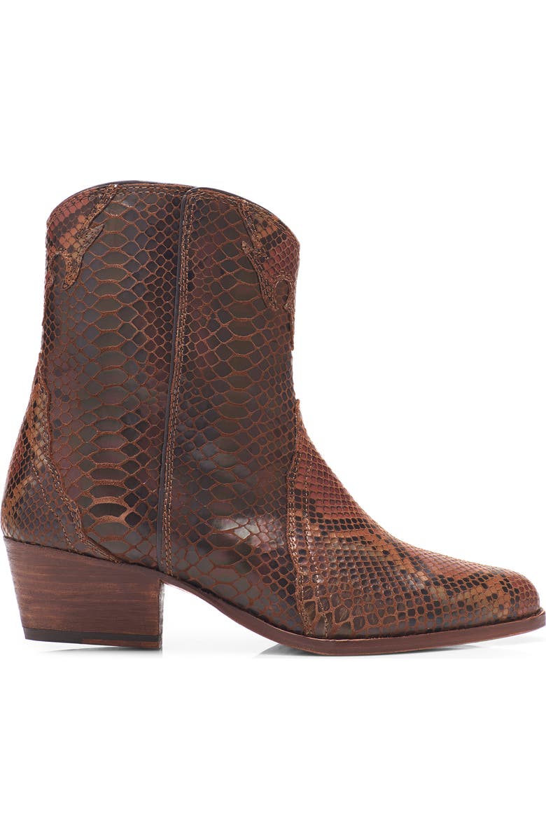 Free People New Frontier Western Bootie, Alternate, color, Snake Print Leather