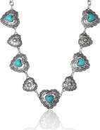 Jessica Simpson Turquoise Concho Statement Necklace, Antique Silver-Tone