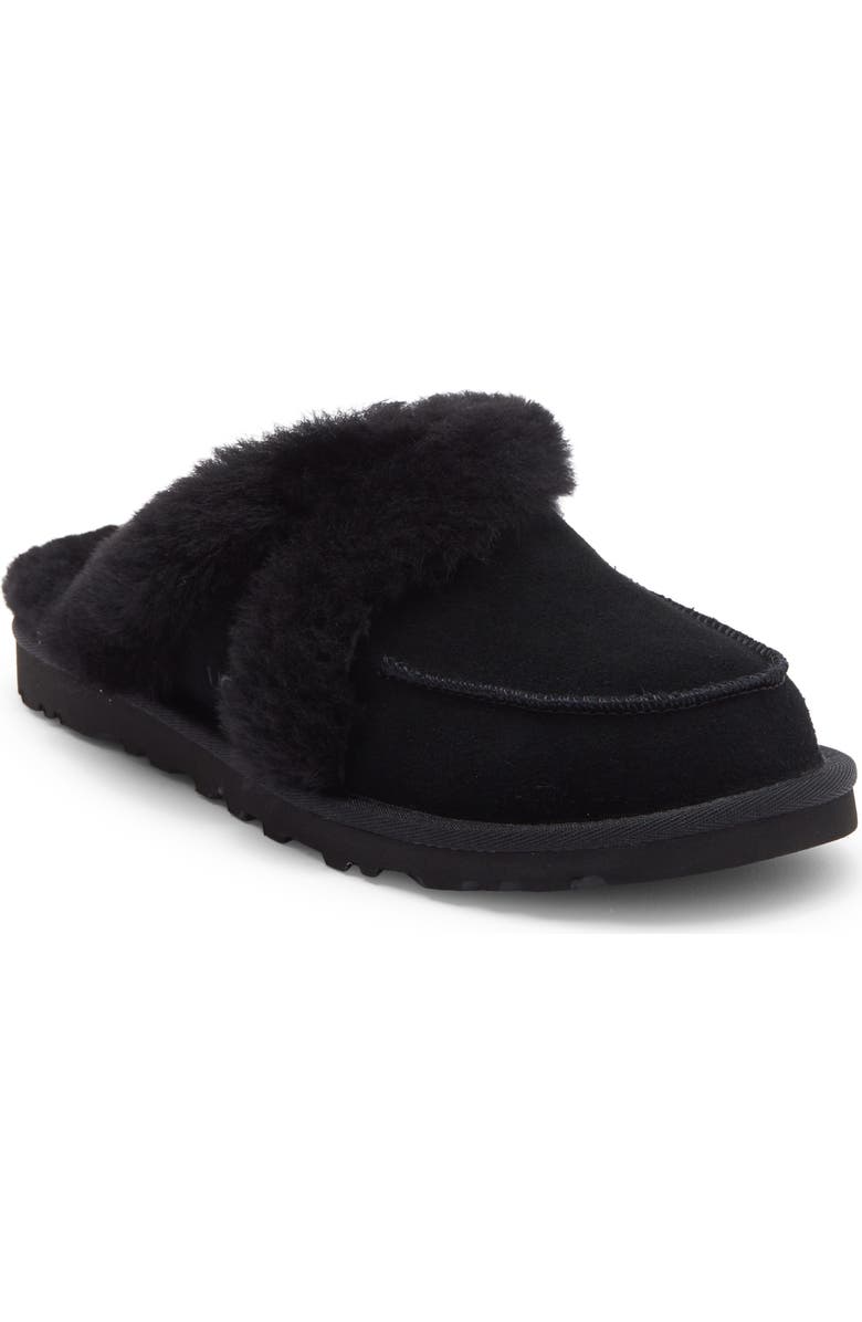UGG<sup>®</sup> Loria Genuine Shearling Lined Slipper, Main, color, Black