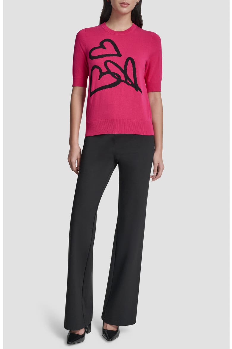 Graffiti Hearts Cotton Sweater, Alternate, color, HOT PINK/BLACK