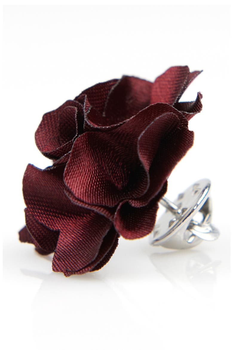 Men's Floral Lapel Pin, Alternate, color, CABERNET