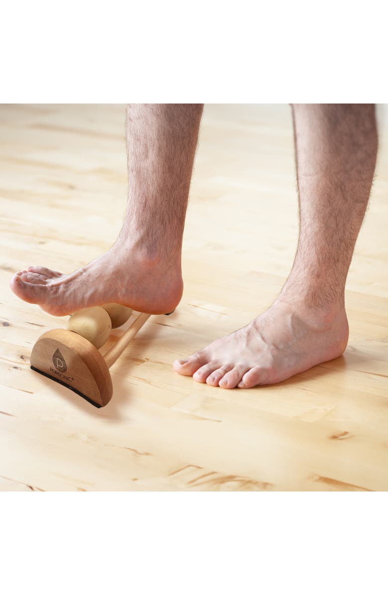 PURSONIC All Natural Wooden Foot Massager Roller, Alternate, color, Beige