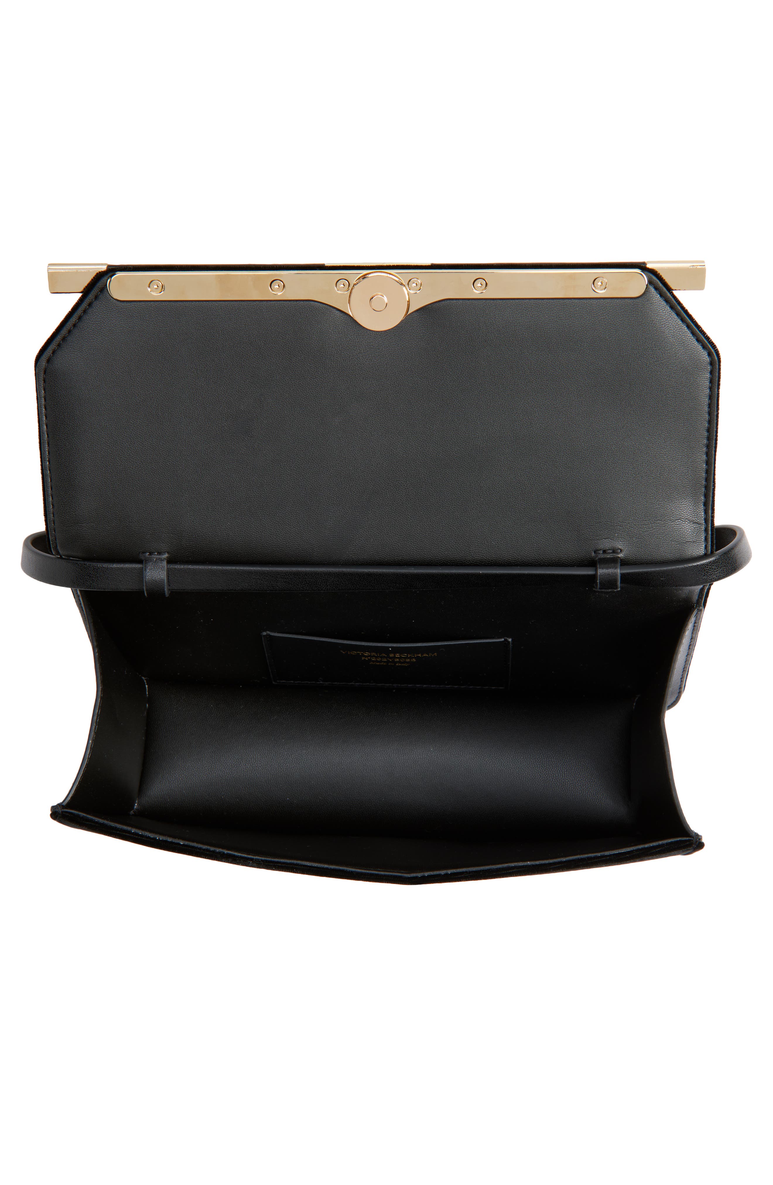 Victoria Beckham 202 Leather Clutch with Strap, Alternate, color, Black