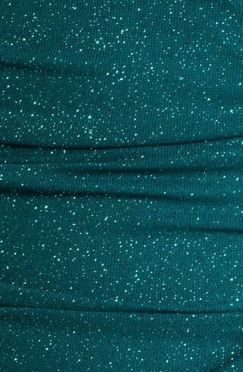 Metallic Drape Front Long Sleeve Minidress