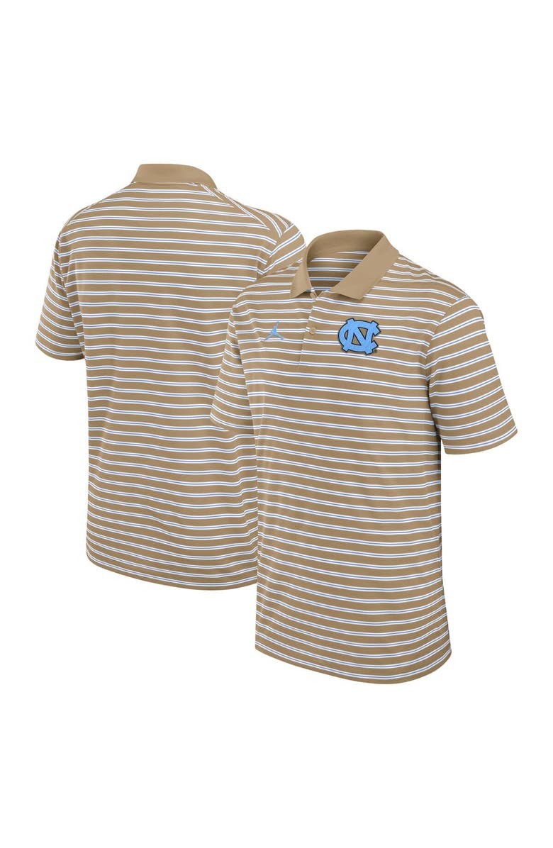 Jordan Brand Men's Jordan Brand Tan/White North Carolina Tar Heels Primetime Victory Striped Polo, Main, color, Tan