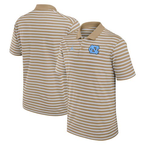 Men's Jordan Brand Tan/White North Carolina Tar Heels Primetime Victory Striped Polo