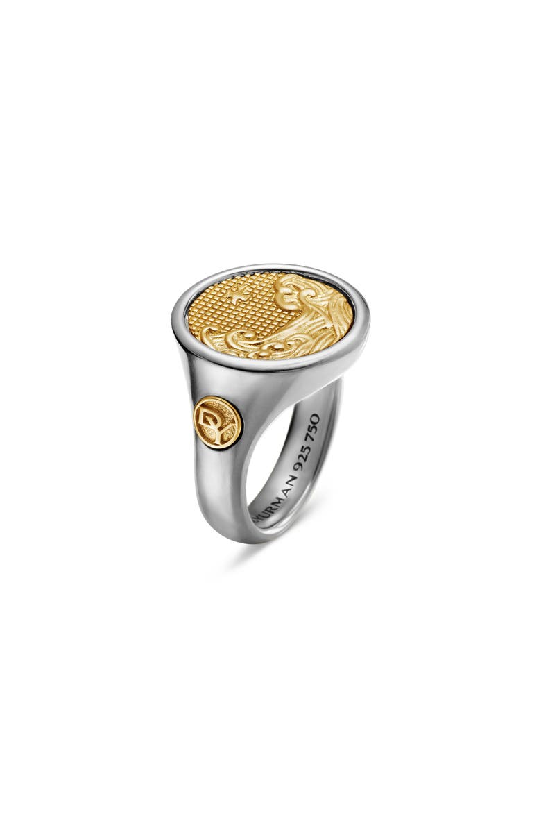 David Yurman Water & Fire Duality Signet Ring in Sterling Silver with 18K Yellow Gold, Alternate, color, Sterling Silver W/ 18K Gold