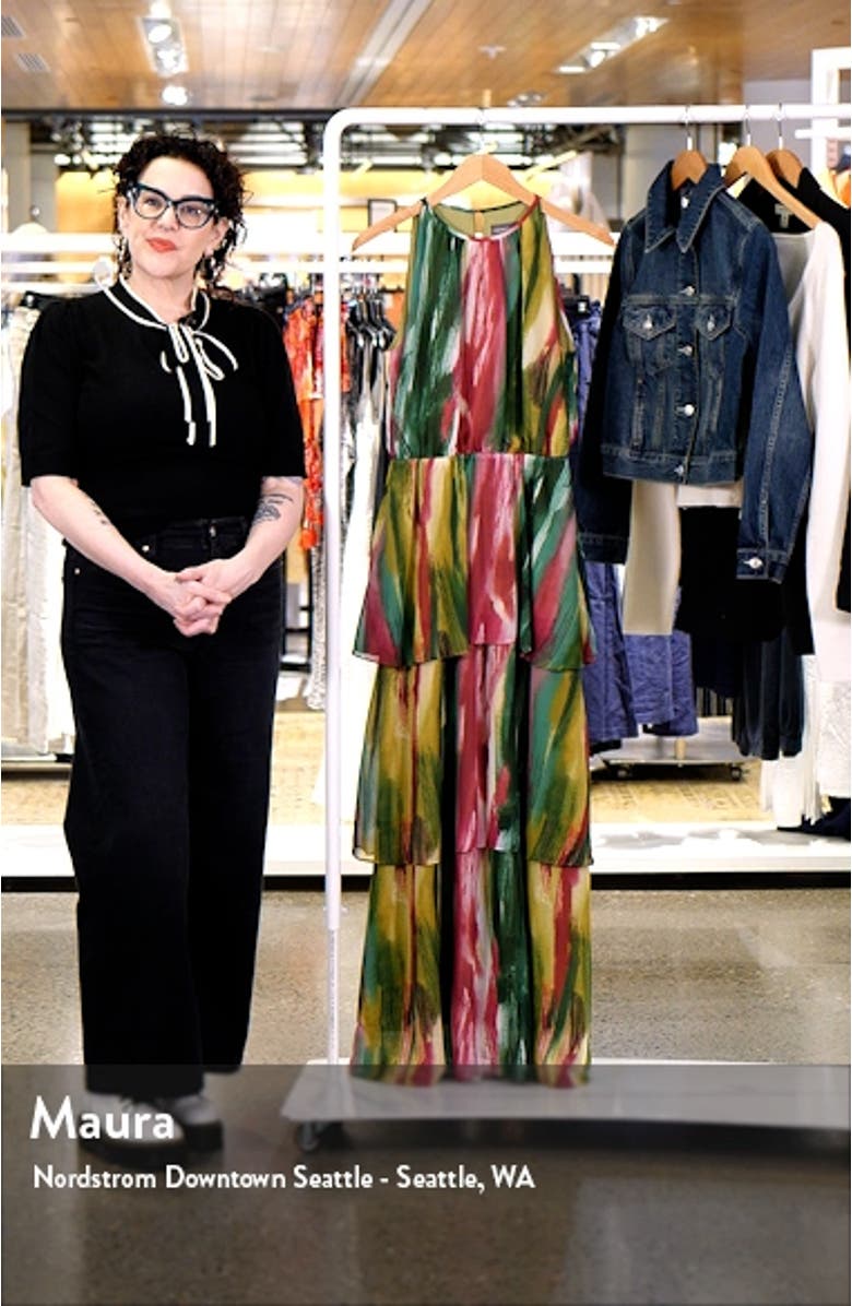 Abstract Print Sleeveless Tiered Maxi Dress, sales video thumbnail