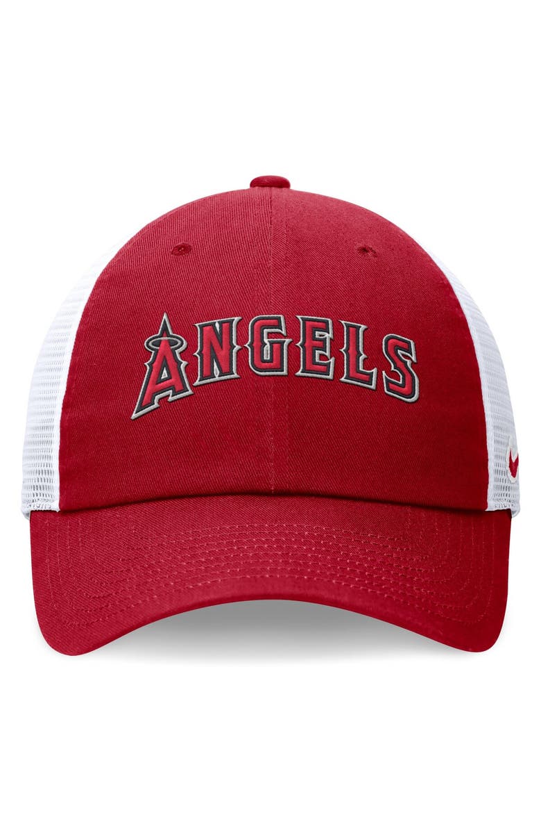 Nike Men's Nike Red Los Angeles Angels Evergreen Wordmark Trucker Adjustable Hat, Alternate, color, Red