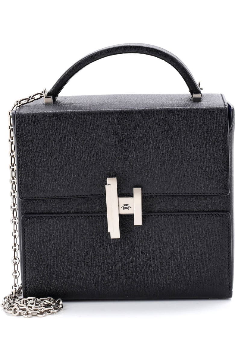 Pre-Owned Hermes Cinhetic Top Handle Bag Verso Chevre Mysore, Main, color, Verso - Noir/Bleu Electrique