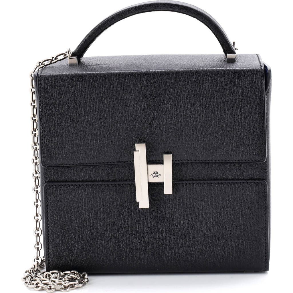 Pre-owned Hermes Hermes Cinhetic Top Handle Bag Verso Chevre Mysore In Black