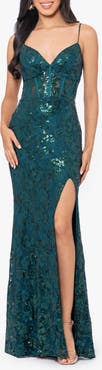 Blondie Nites Sequin Tapestry Sheath Gown