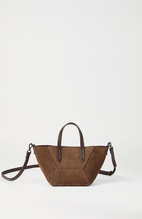 Brunello Cucinelli Suede Mini Bc Duo Bag In Brown
