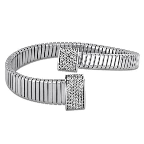 Cubic Zirconia Bypass Bangle Bracelet