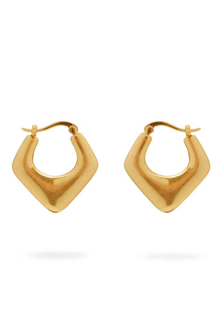 Leila Huggie Hoop Earrings, Main, color, ANTIQUE BRASS