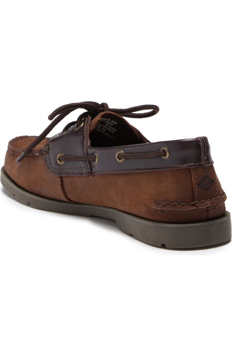 Sperry Leeward Leather Boat Shoe, Alternate, color, Brown