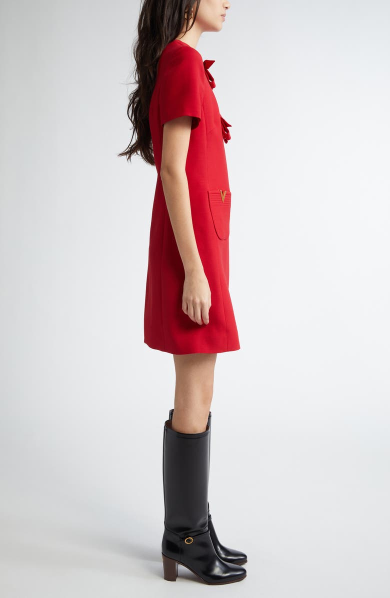 Valentino Garavani Bow Detail Crepe Couture Minidress, Alternate, color, Paris